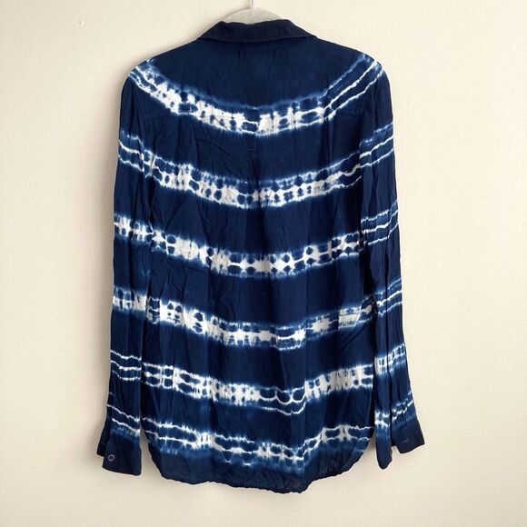 Bella Dahl Anthropologie Womens Blouse Blue Tie Dye Button Down Size Small - Picture 6 of 8
